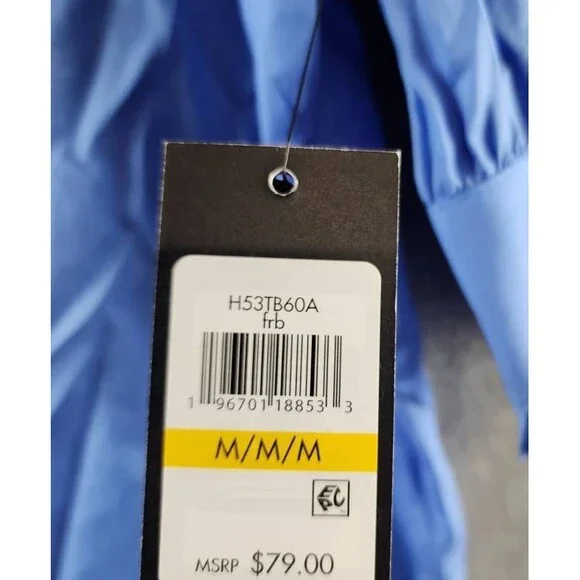 Tommy Hilfiger Puff-Sleeve Blouse Women's M Blue Ruffle Collar Button Closures - Picture 12 of 15